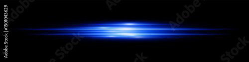 Blue energy beam. Bright horizontal streaks with layered glow and radiant effect on black background. Great for power, sci-fi, motion, tech, future design.