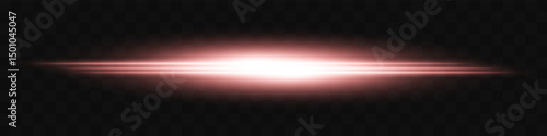 Golden light flash. Intense horizontal burst with glowing streaks on transparent background. Dynamic, hot energy line ideal for speed, sci-fi, power, laser, heat.