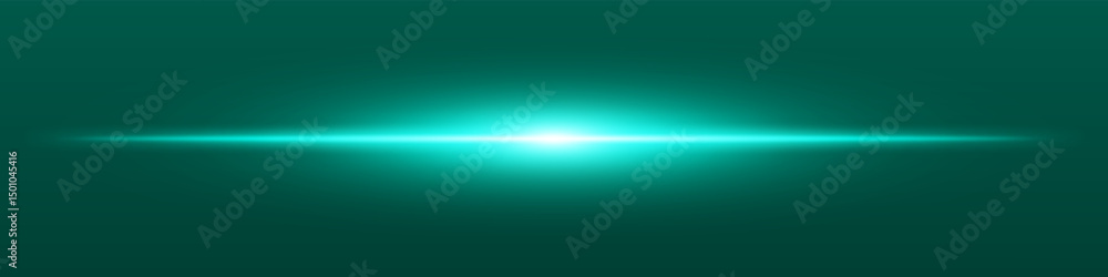 Obraz premium Cyan light beam. Sharp linear glow on dark blue background with radiant core, soft edge and tech-style brightness. Ideal for sci-fi, speed, energy, light source.