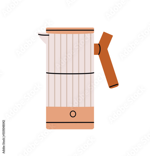 Modern electric kettle for preparing hot drinks, cooking herbal beverages. Fashion teapot to boil water, brew coffee. Plastic tea pot, kitchen appliance. Flat isolated vector illustration on white