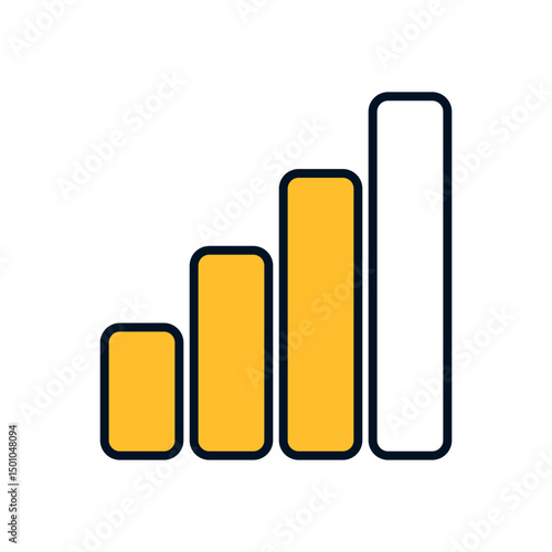 Network connection indicator with partial signal bars in flat yellow and black outline style