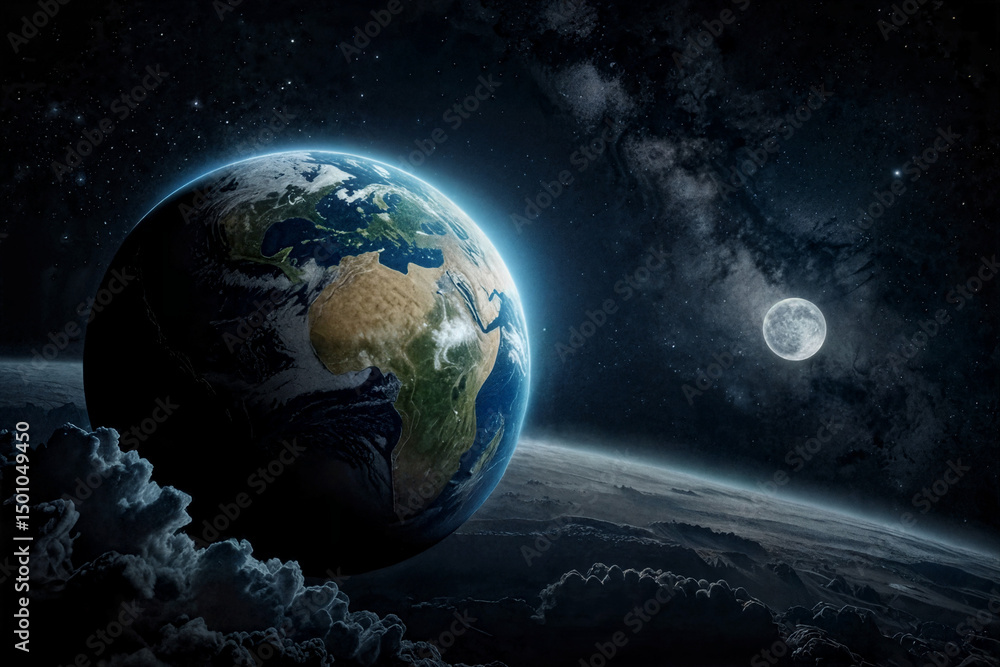 Fototapeta premium earth and moon