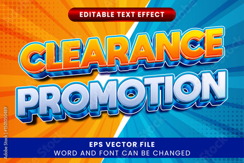 Clearance promotion 3d editable vector text effect. Business sale text style