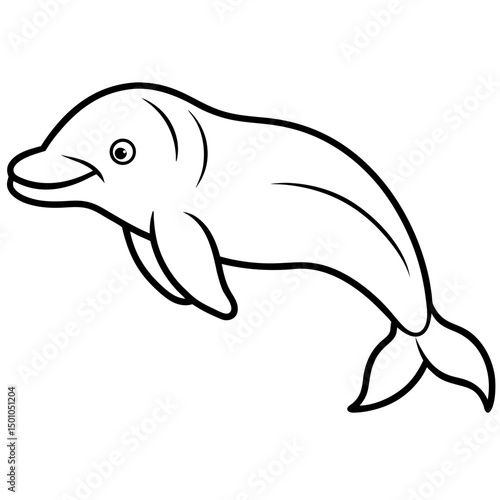 Minimalist Beluga Whale Vector on White