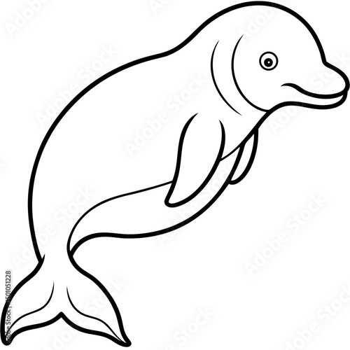 Minimalist Beluga Whale Vector on White