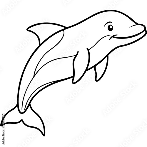 Minimalist Beluga Whale Vector on White