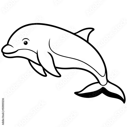 Minimalist Beluga Whale Vector on White
