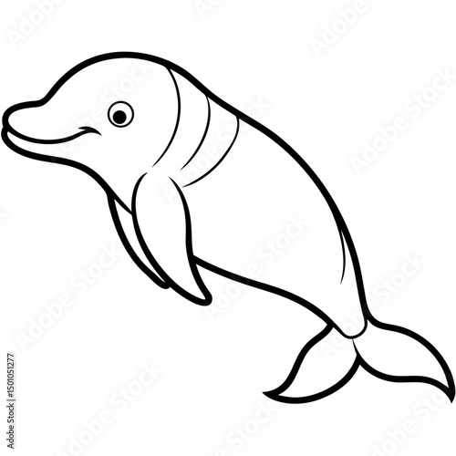 Minimalist Beluga Whale Vector on White