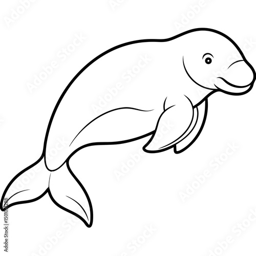 Minimalist Beluga Whale Vector on White