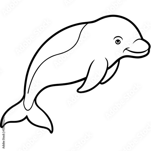 Minimalist Beluga Whale Vector on White