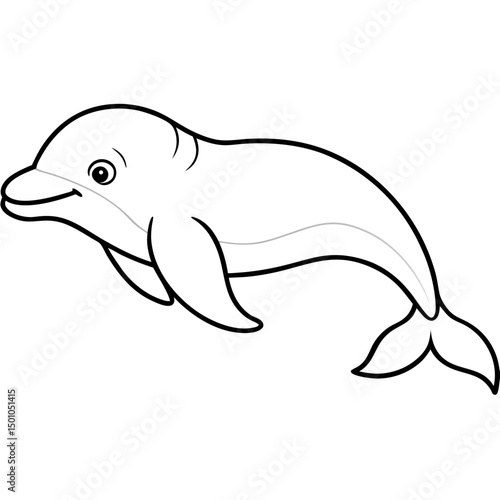Minimalist Beluga Whale Vector on White