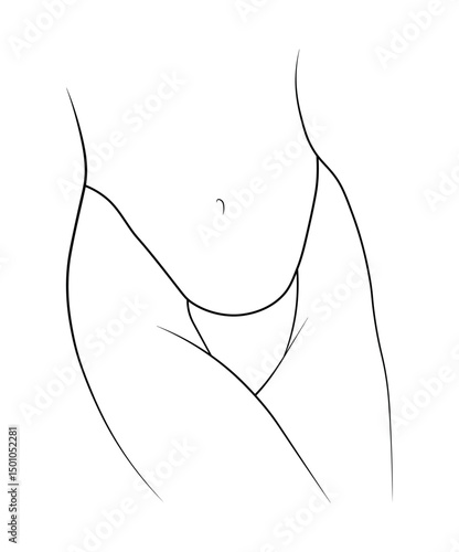woman panties bikini black and white drawing