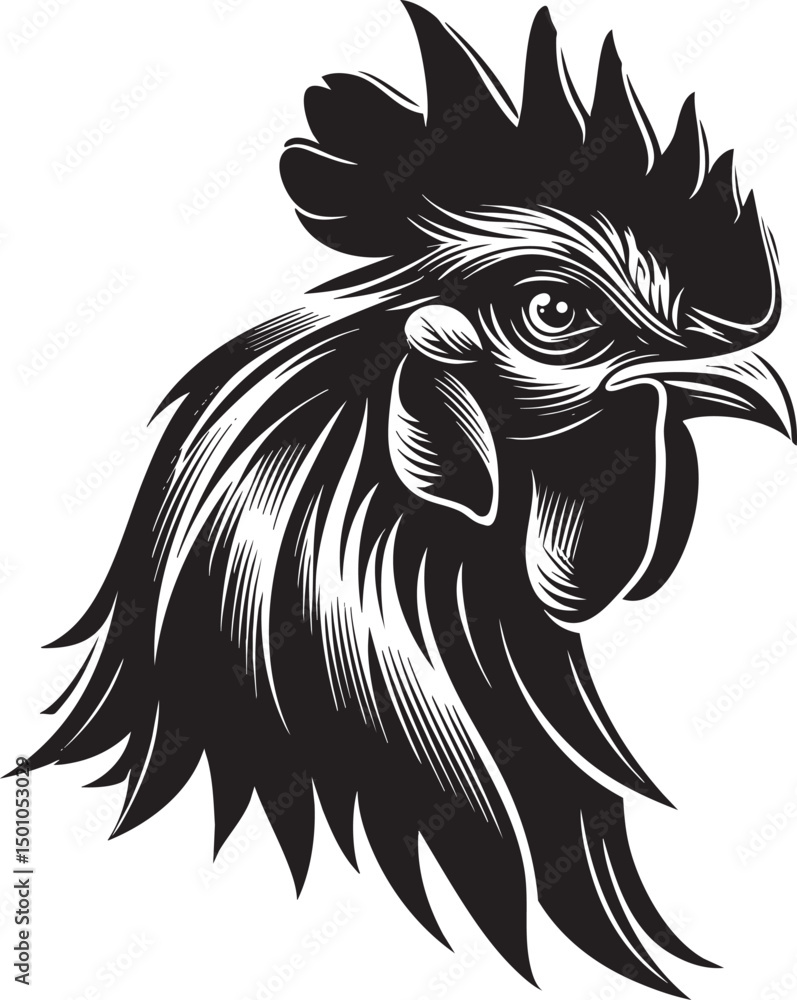 Minimalist Rooster Head – Black and White Vector Logo or Line Art Design Minimalist Rooster Head – Black and White Vector Logo or Line Art Design