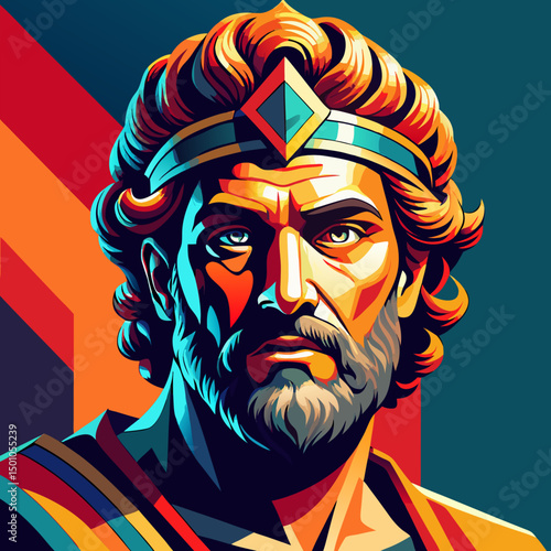  Ancient King Portrait in Digital Art Style