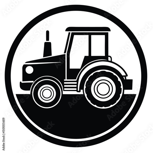 Agriculture farming tractor machine industrial wheel vehicle icon set