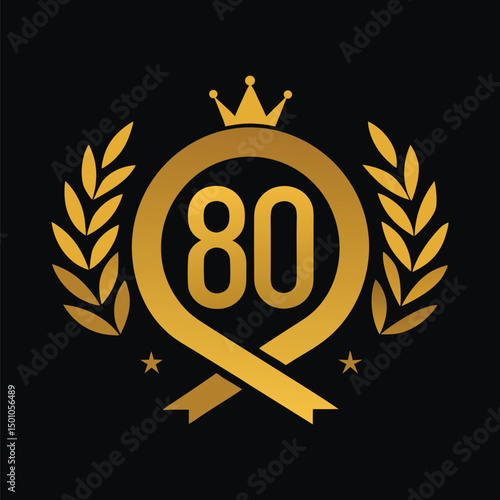 80th Anniversary Logo Design with Classic Gold Embellishments