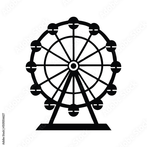 Ferry wheel  Silhouette Vector Style.