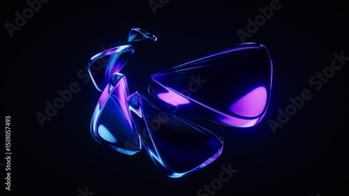 Abstract gradient glass geometry background, 3d rendering.