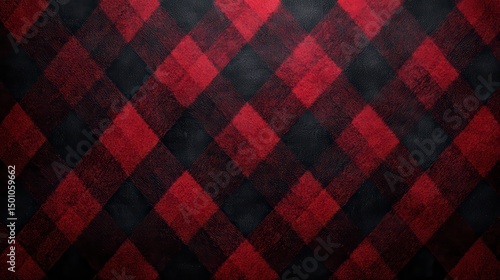 Textured plaid pattern. Red and black crossed, creating a repeating diamond design for use as backdrop
