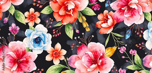 Watercolor floral abstract seamless pattern Beautiful unique lines & textures ideal for textile & fashion,  elegant,  modern