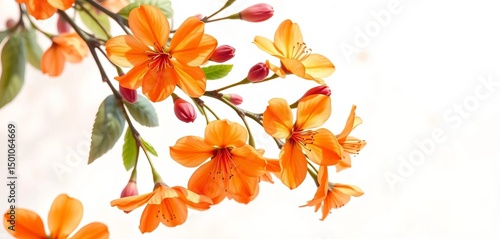 Watercolor spring orange blossoms on soft background, spring, art