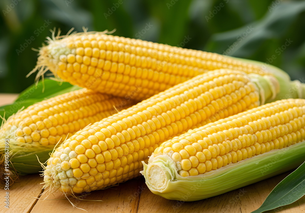 Fresh corn on the cob – ideal for agricultural promotions, organic food packaging, farmer's market ads, and healthy eating content Fresh corn on the cob – ideal for agricultural promotions, organic food packaging, farmer's market ads, and healthy eating content