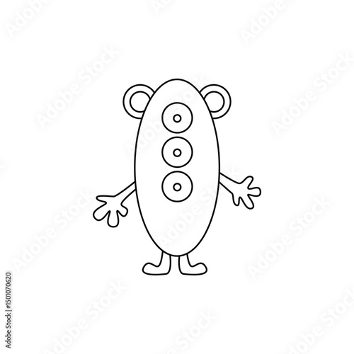 Cute fantasy alien monster. Сartoon character. Hand drawn illustration isolated on white background. Vector illustration