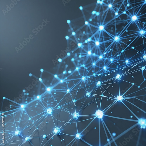 Dense Digital Network with Glowing Blue Nodes and Interconnected Lines