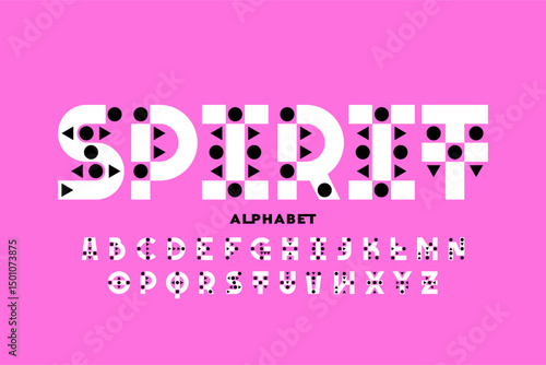Spirit. Tribal style font, alphabet letters and numbers vector illustration
