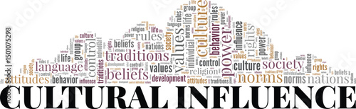 Cultural Influence word cloud conceptual design isolated on white background.