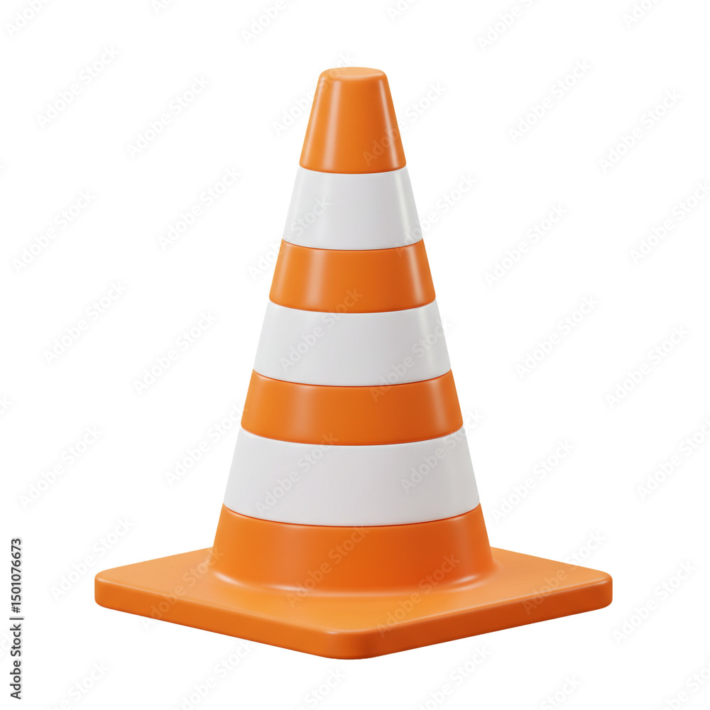 3d rendering of a vibrant traffic cone, ideal for safety or construction related projects 3d rendering of a vibrant traffic cone, ideal for safety or construction related projects