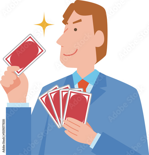 切り札を切るビジネスマン