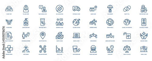 collection icons global healthcare challenges innovative solutions infrastructure needs for accessible care worldwide