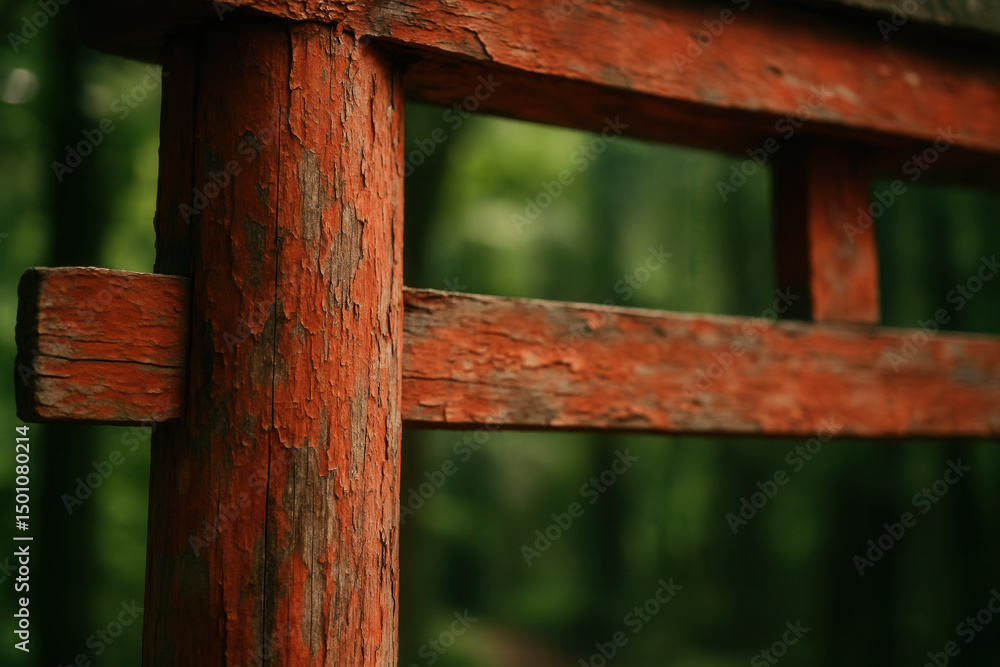 Close-up of Red Torii Gate Post with Weathered Paint Texture Close-up of Red Torii Gate Post with Weathered Paint Texture