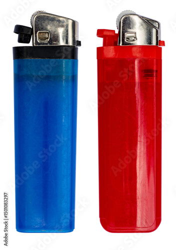 red and blue cigarette lighter