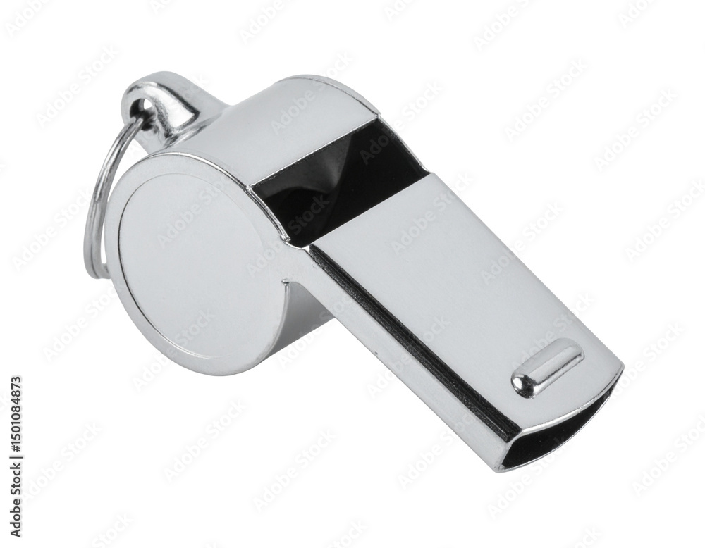 Silver whistle isolated on transparent or white background Silver whistle isolated on transparent or white background