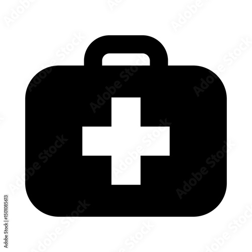 First aid kit icon. Medical kit bag sign. Medical emergency supplies.
