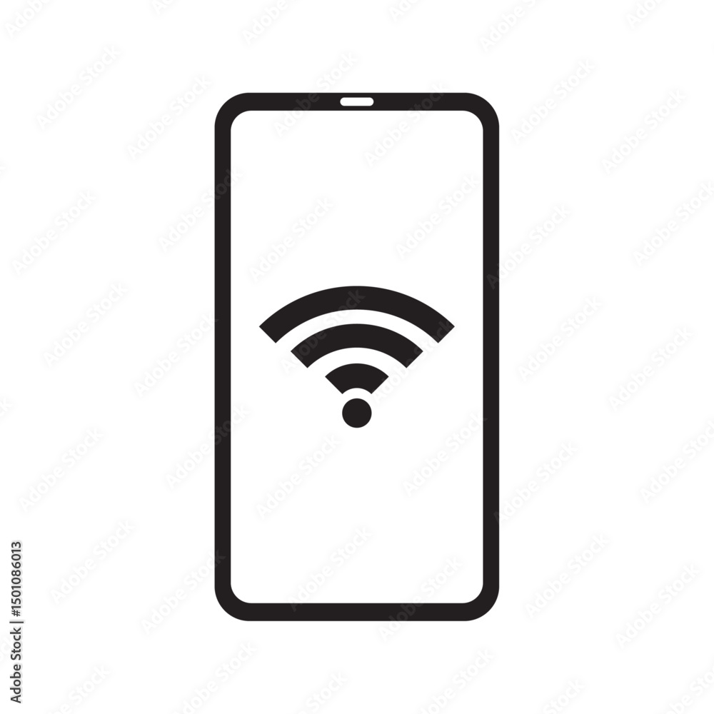 flat icon vector of mobile phone with wifi connection flat icon vector of mobile phone with wifi connection