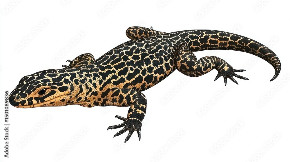 Naklejka premium Isolated image showing the distinctive pattern on the back of a leopard lizard