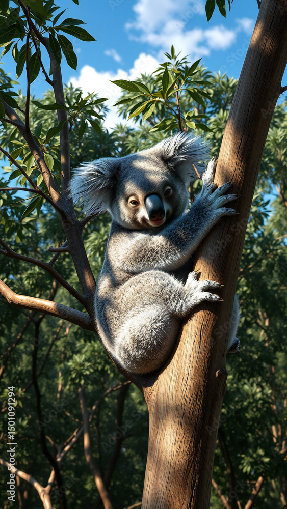 Naklejka premium Koala Sitting On Tree