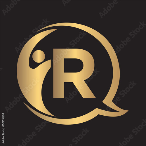 Human Life Logo combine with letter R vector template