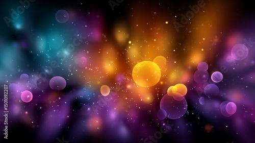 Wallpaper Mural Colorful cosmic display with glowing orbs Torontodigital.ca