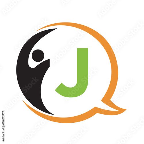Human Life Logo combine with letter J vector template