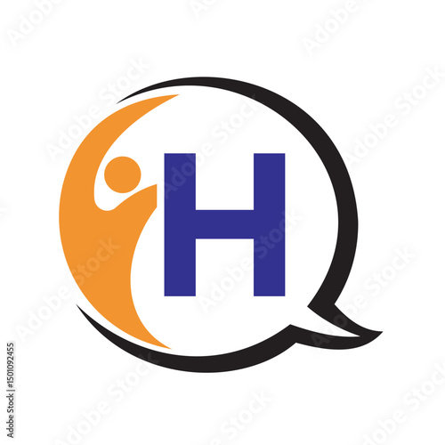 Human Life Logo combine with letter H vector template