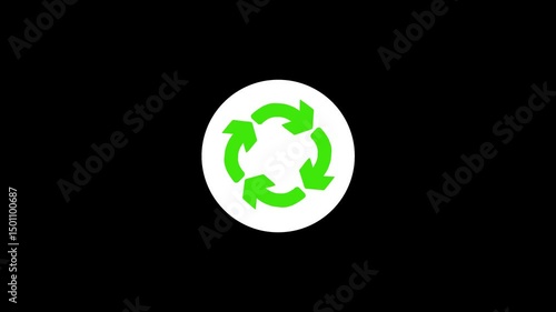 Recycle Symbol Animation on Black Background