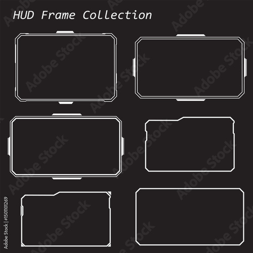 Futuristic HUD Frame Collection Modern UI Design Elements for Games, Videos, and Applications.  Clean, Minimalist Style, Versatile Templates for Interface Design Projects