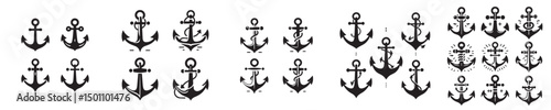 set of silhouette anchor icons