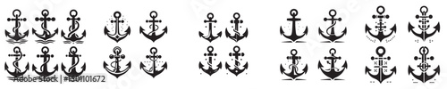 set of silhouette anchor icons