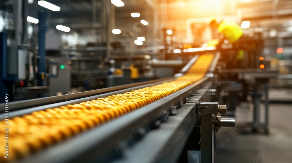 custom made wallpaper toronto digitalConveyor belt food processing, multiple lines carrying sorted products in industrial setting