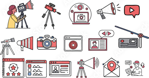 Influencer and blogger icon set